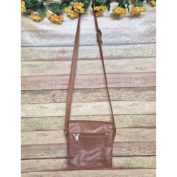 Brown Genuine Leather Crossbody Organizer Purse Bag TEXAS Star Adjustable Strap - Picture 7 of 11